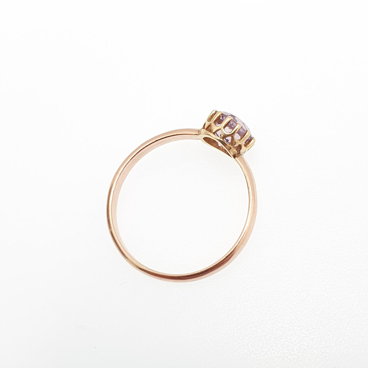 Antique 14k Gold Amethyst Ring Victorian Round Cut 18k Bezel Solitaire Solid 14kt and 18kt Genuine Gemstone Vintage Womens Jewelry Jewellery