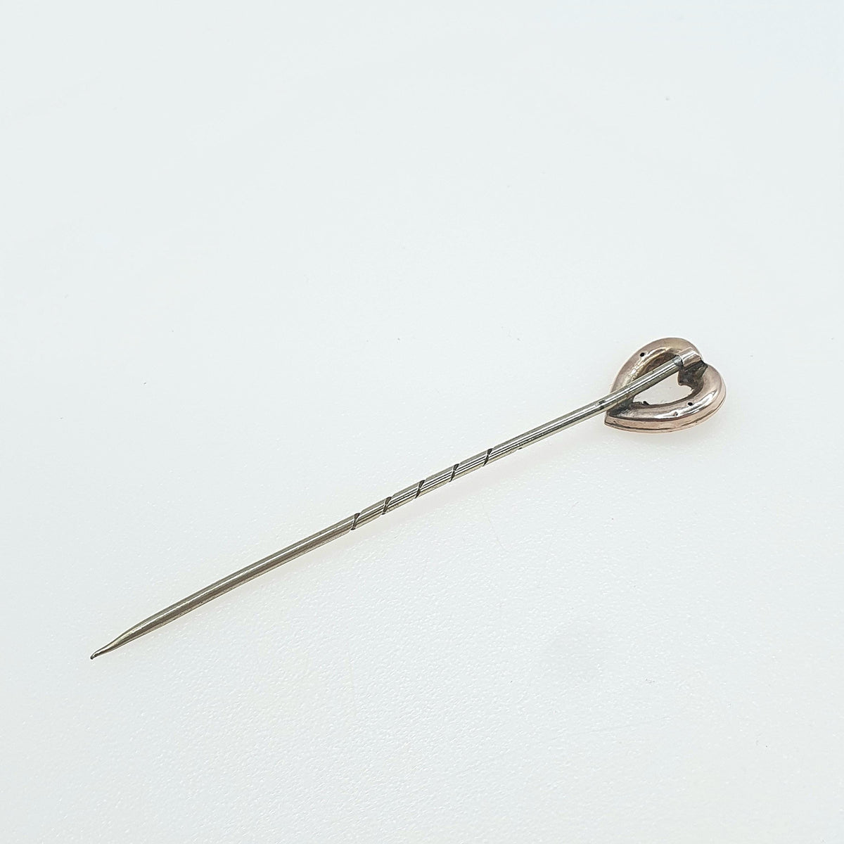 Antique 9ct Gold Heart Stick Pin Seed Pearl Victorian Solid 9k 9kt Head and Base Metal Pin Love Romantic Lapel Jacket Mens Gents Jewellery