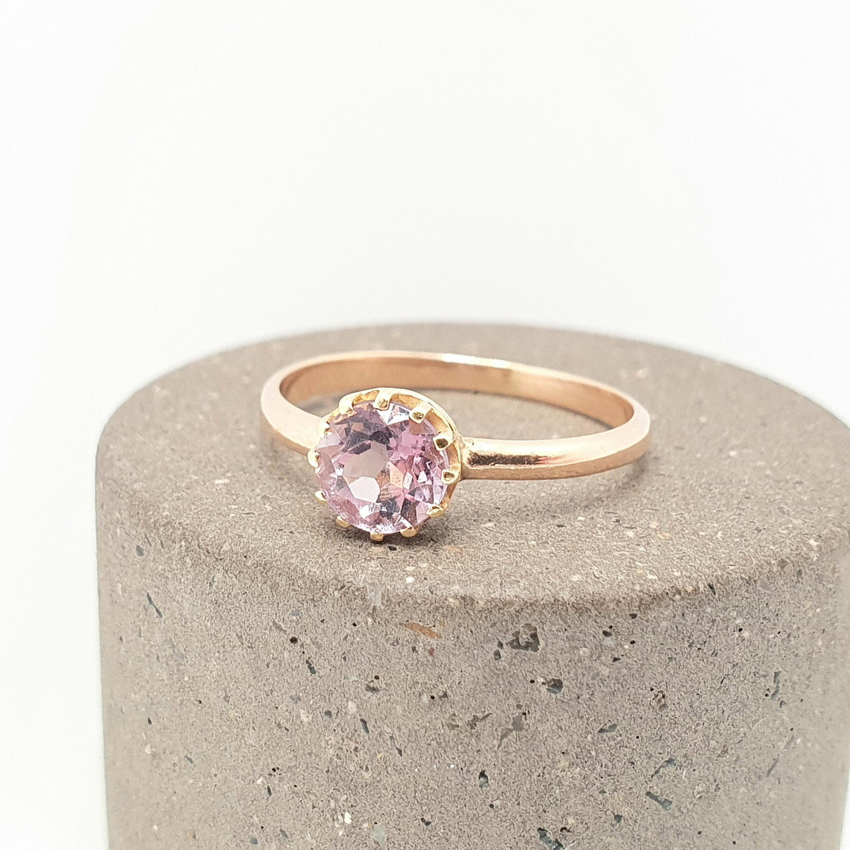 Antique 14k Gold Amethyst Ring Victorian Round Cut 18k Bezel Solitaire Solid 14kt and 18kt Genuine Gemstone Vintage Womens Jewelry Jewellery