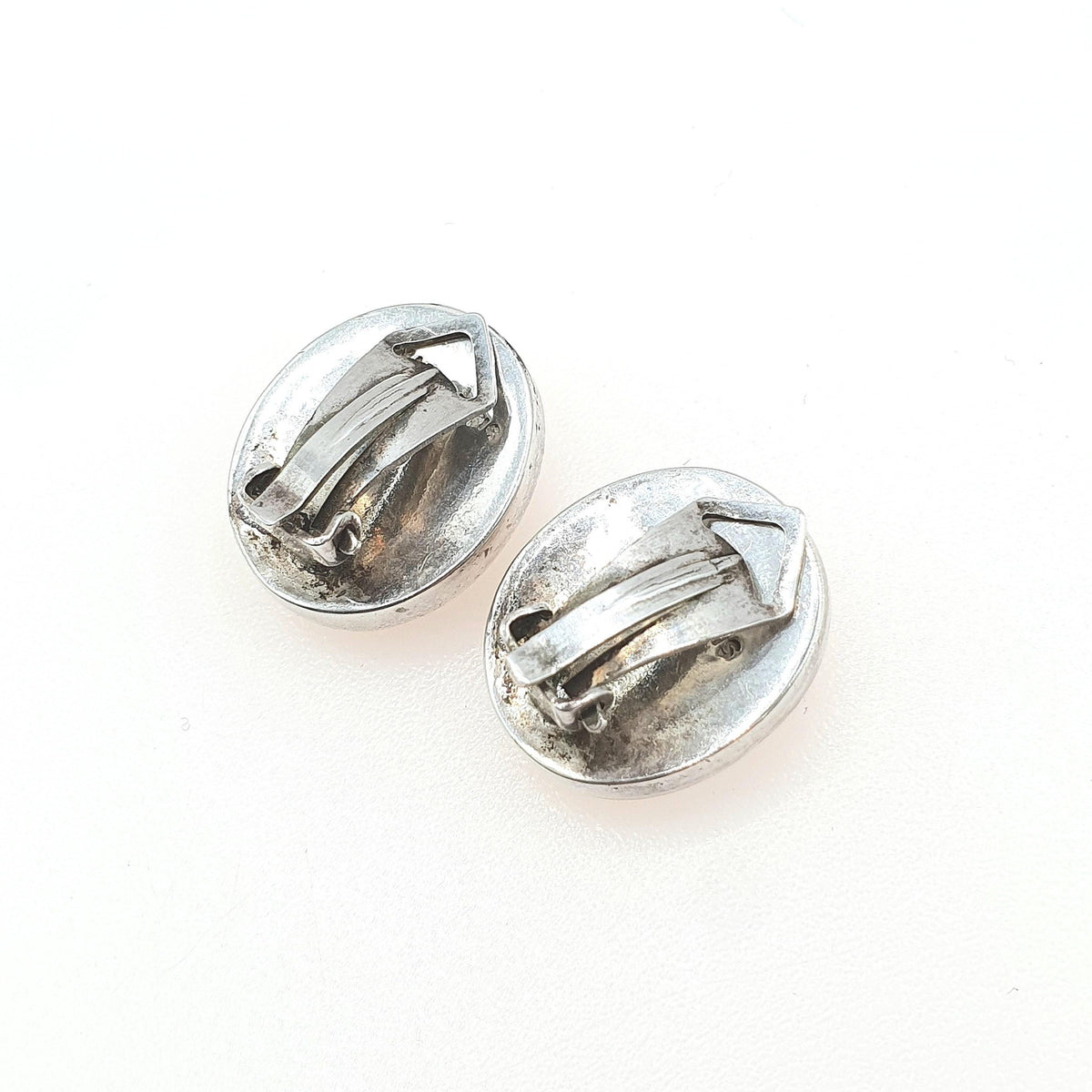 Vintage Solid Silver Mexican Operculum Shell Earrings 950 Silver Mexico Large Clip On Sea Snail Womens Vintage Jewelry Jewellery