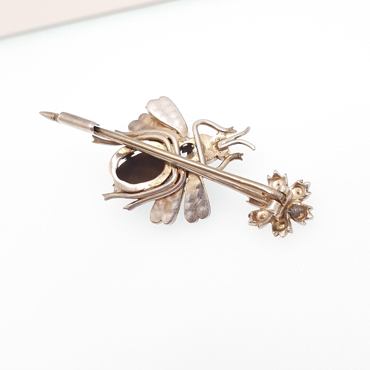 Antique Solid Silver Victorian Fly Brooch Seed Pearl Abalone Shell Paste Eyes Bug Insect Vintage Rare Unique Womens Jewelry Jewellery