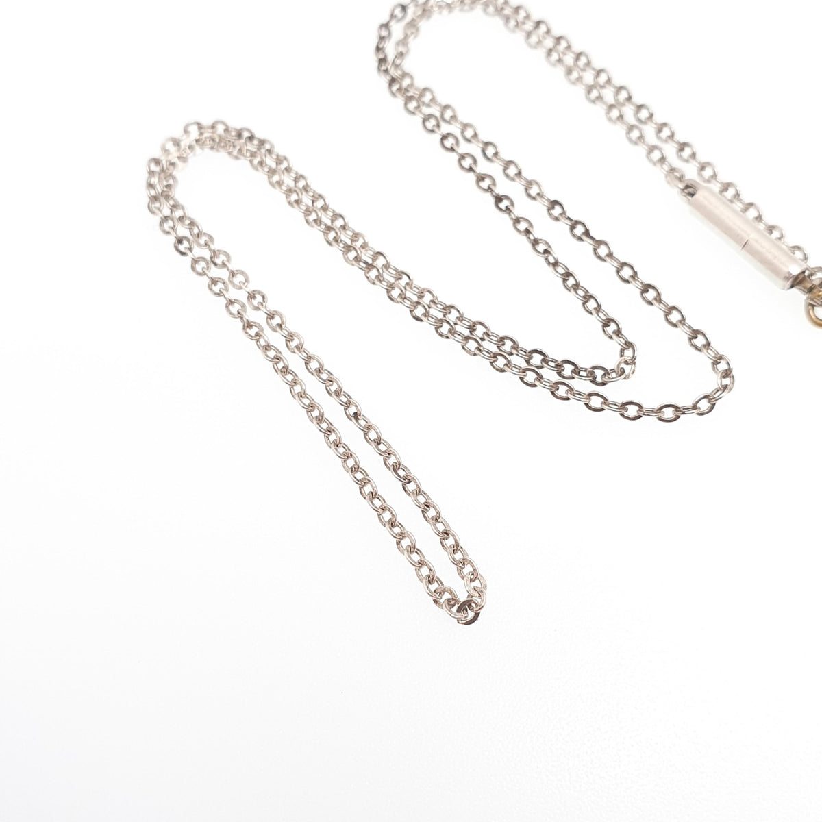 Antique Solid Silver Cable Link Chain Necklace Barrel Clasp Oval Trace Links Womens Vintage Retro Jewelry Jewellery Unisex 40cm 1.92g