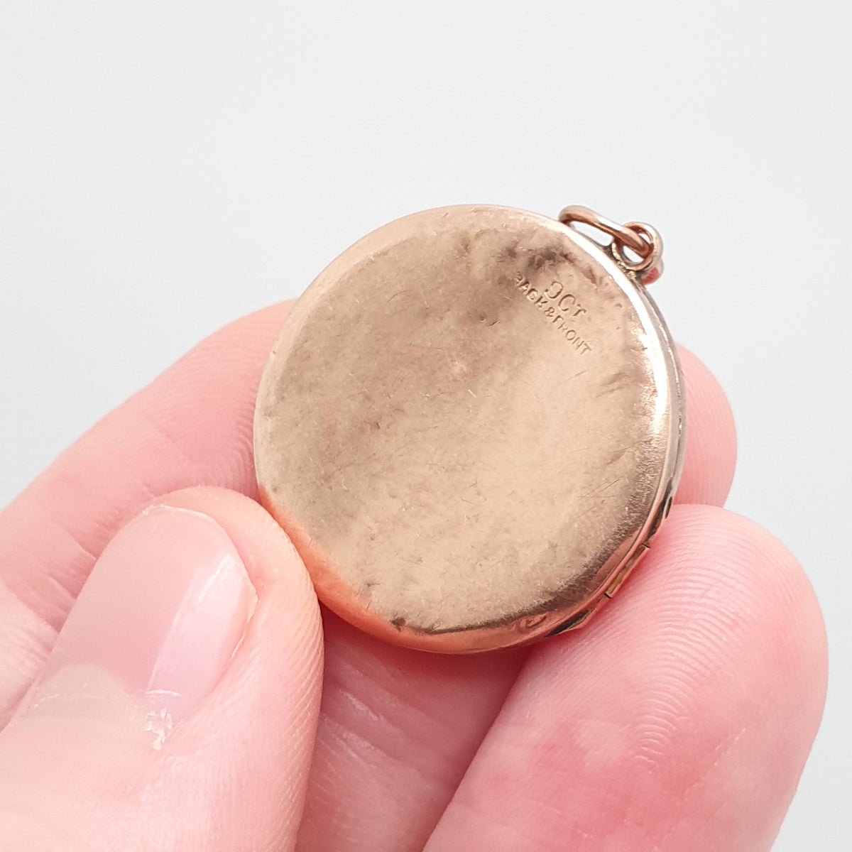 Antique 9ct Rose Gold Diamond Locket Pendant Solid 9k 9kt Back & Front Star Centre Genuine Gemstone Necklace Jewelry Jewellery