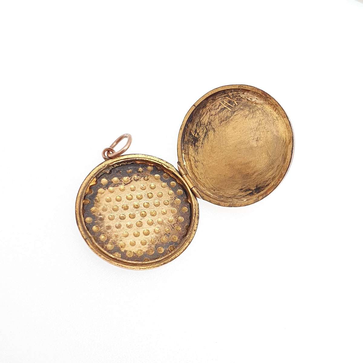 Antique 9ct Rose Gold Diamond Locket Pendant Solid 9k 9kt Back & Front Star Centre Genuine Gemstone Necklace Jewelry Jewellery