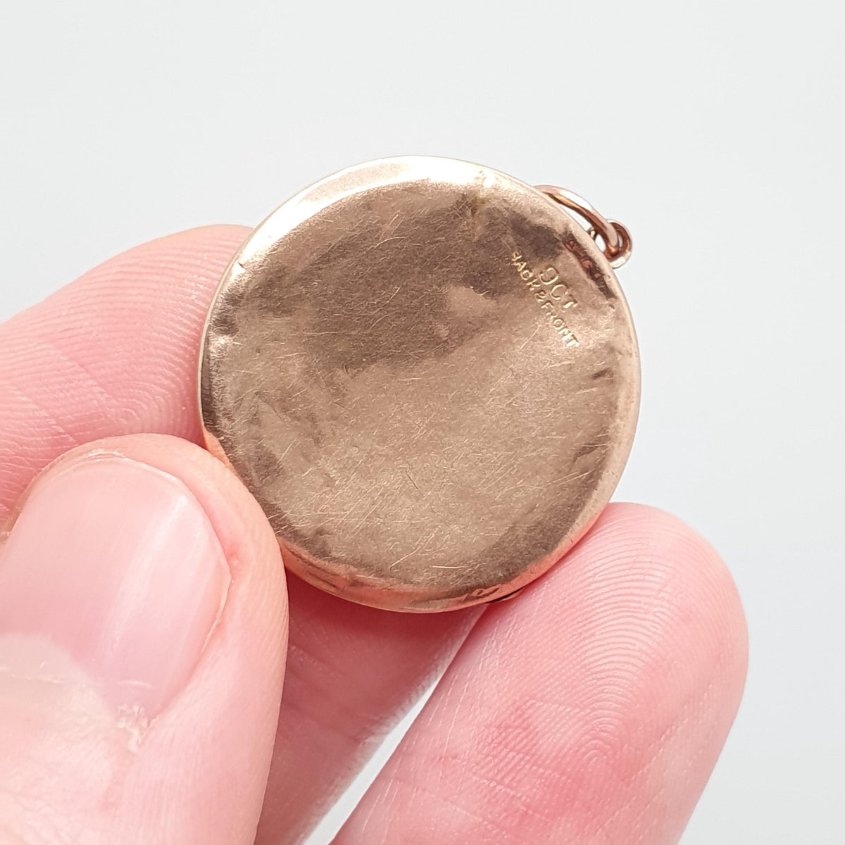 Antique 9ct Rose Gold Diamond Locket Pendant Solid 9k 9kt Back & Front Star Centre Genuine Gemstone Necklace Jewelry Jewellery