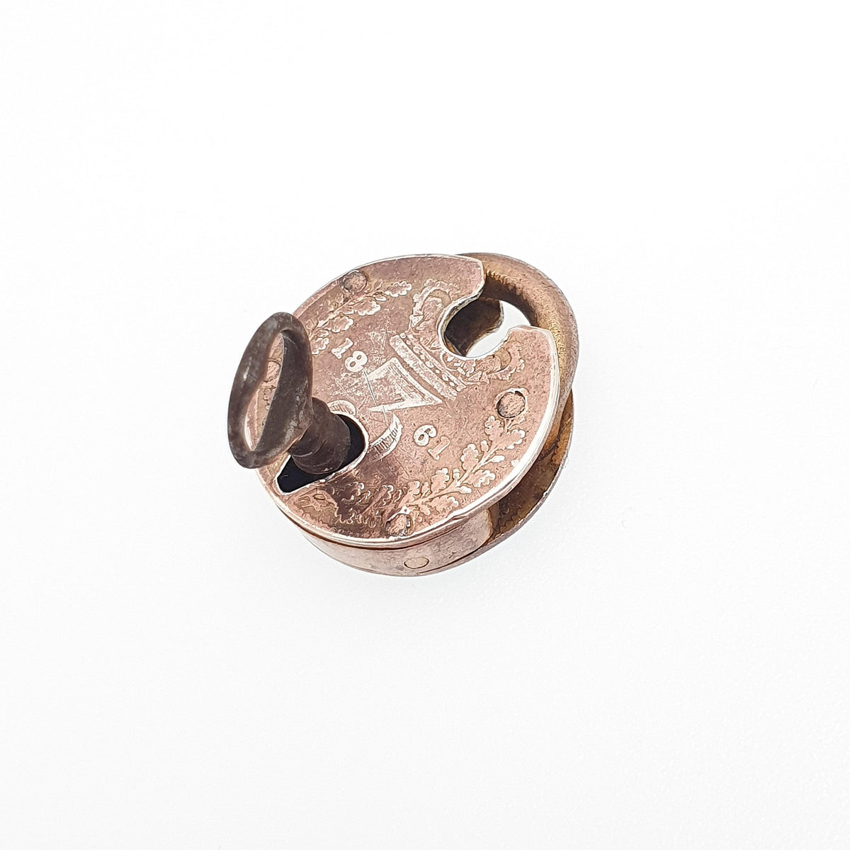 Antique Victorian Sterling Silver Coin Padlock Clasp WORKING WITH KEY Charm Pendant Necklace Victorian Threepence Jewellery Jewelry