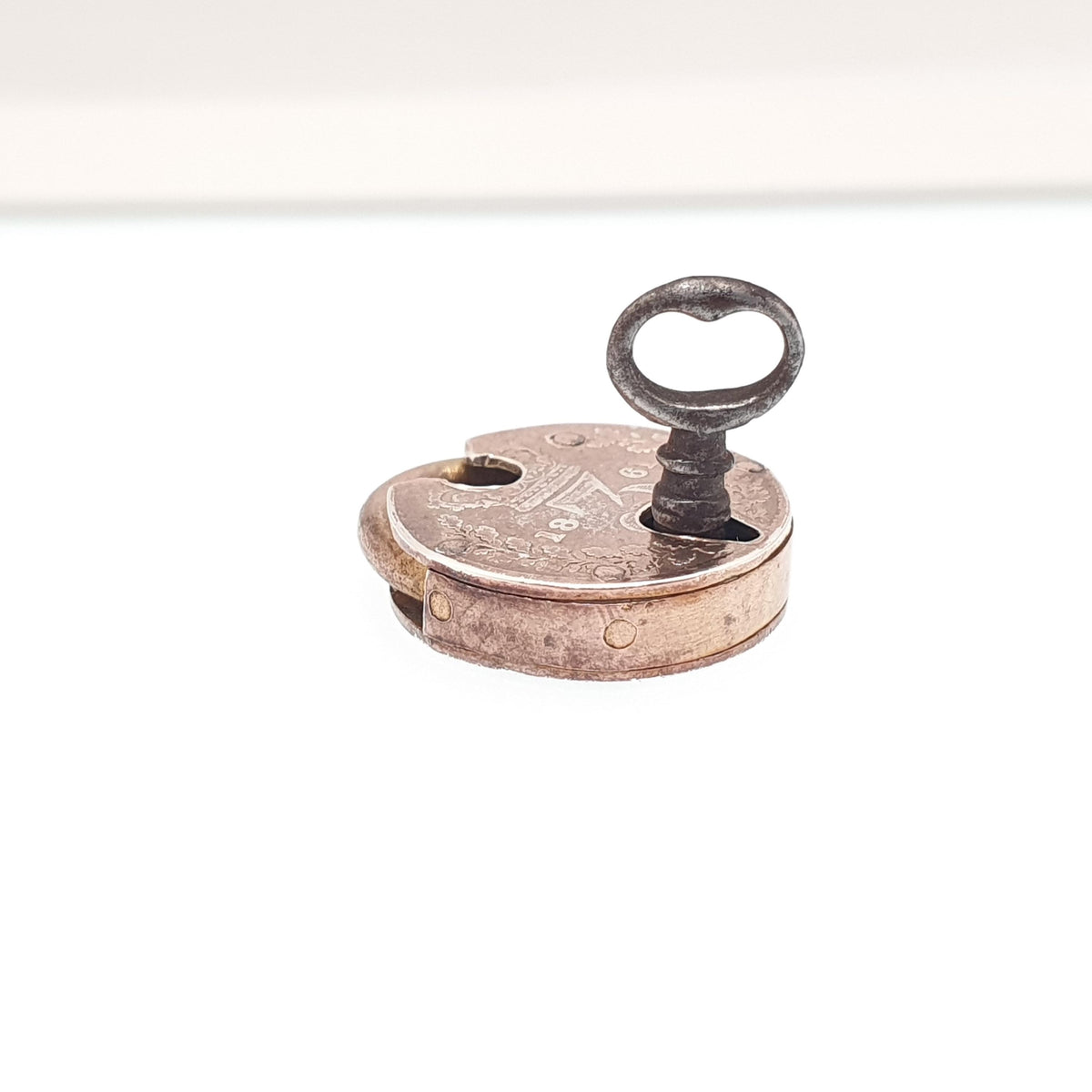 Antique Victorian Sterling Silver Coin Padlock Clasp WORKING WITH KEY Charm Pendant Necklace Victorian Threepence Jewellery Jewelry
