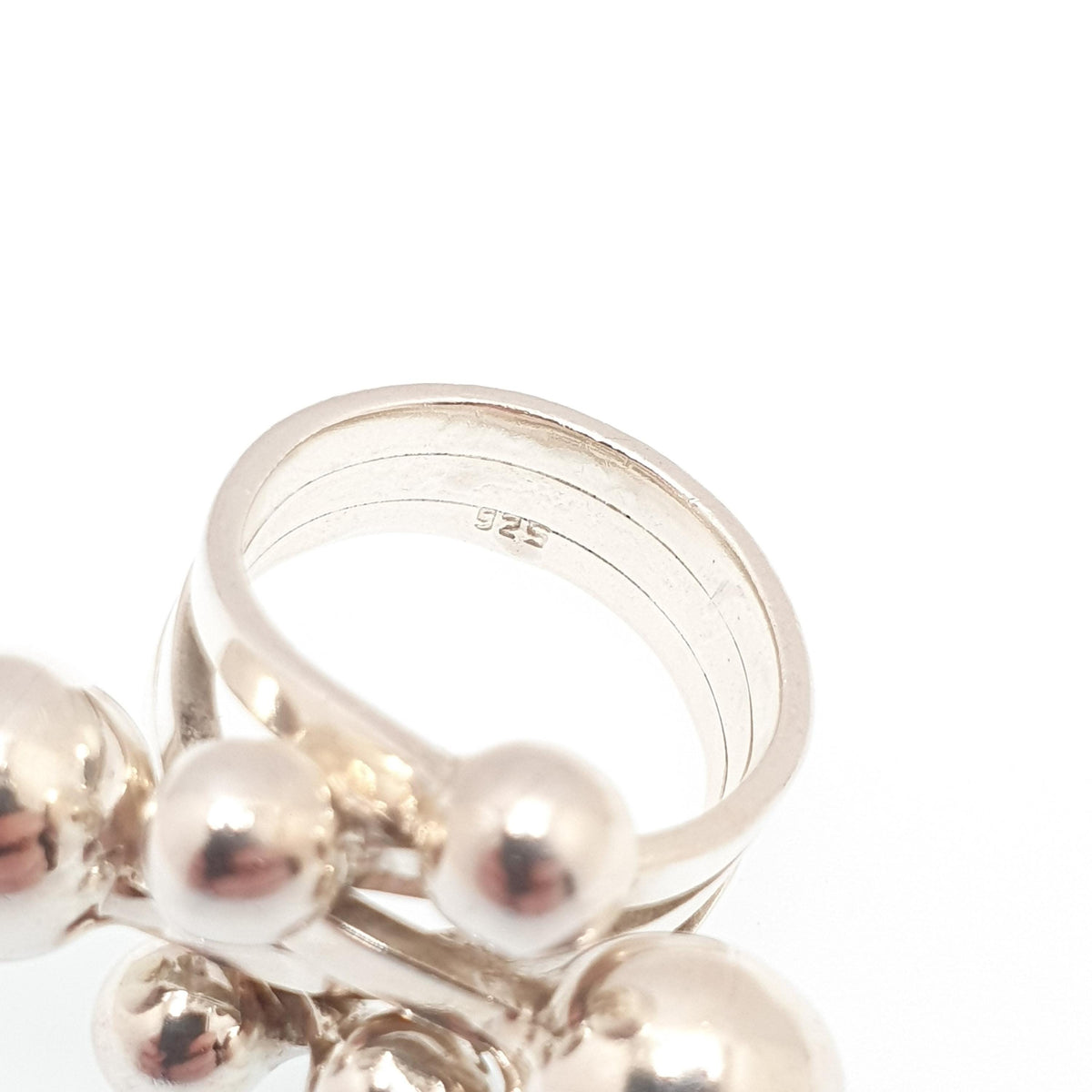 Vintage Sterling Silver Modernist Ring Bead and Ball Abstract Solid 925 Heavy Chunky Large Big Contemporary Womens Jewelry Jewellery