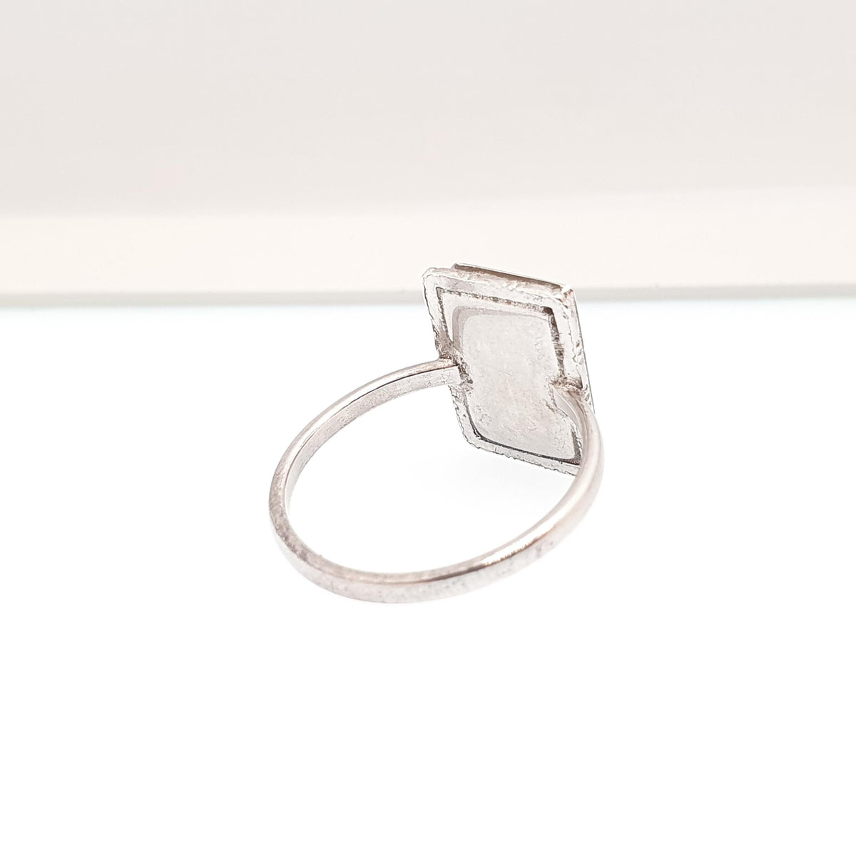 Antique Blue John Sterling Silver Ring TLM Art Deco Thomas L Mott 1920s Rectangular Bleu Jaune Womens Vintage Jewelry Jewellery