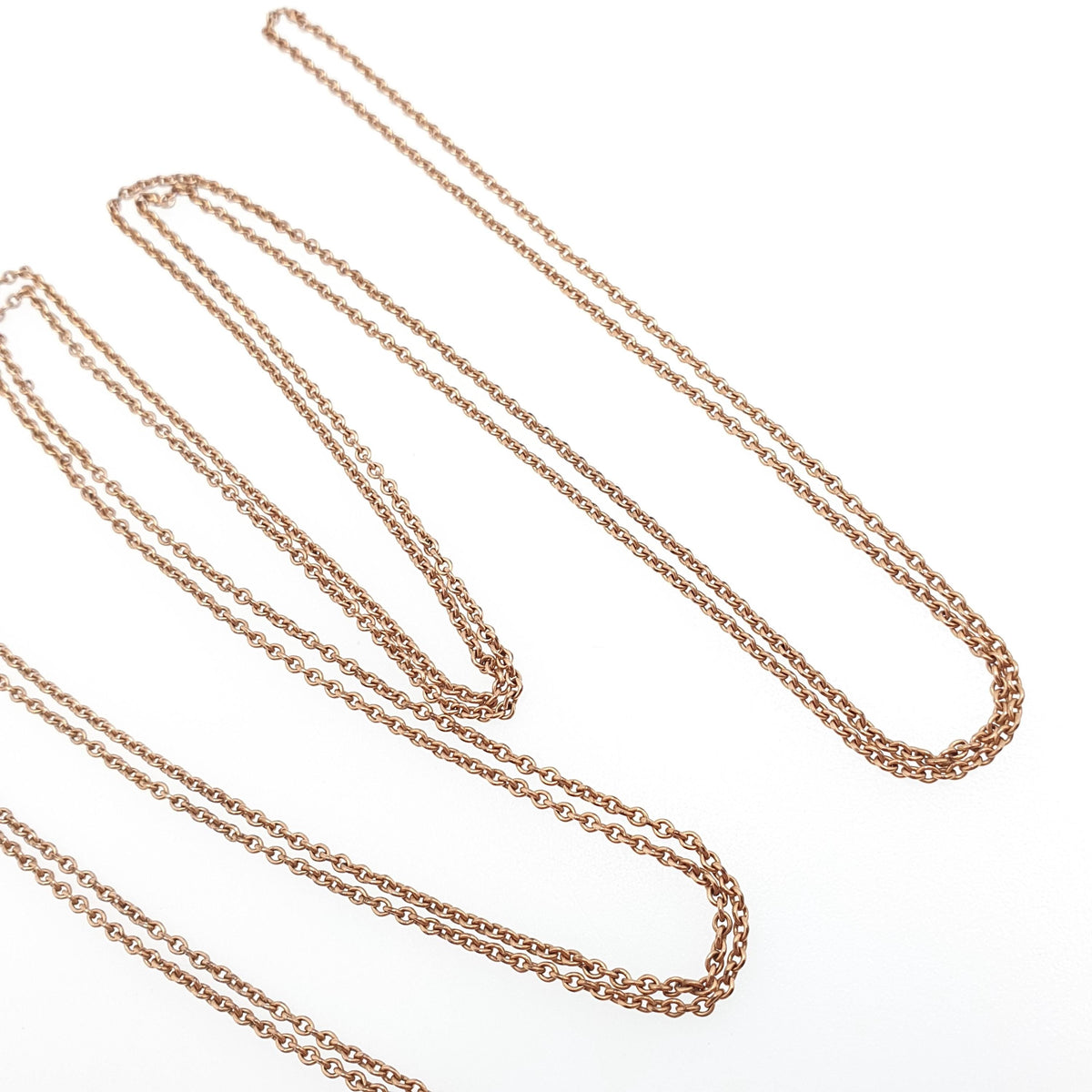 Antique Victorian Rose Rolled Gold Muff Chain Necklace Dog Clip Rolo Link Round 132cm 7.10g Long 1800s Guard Vintage Jewelry Jewellery