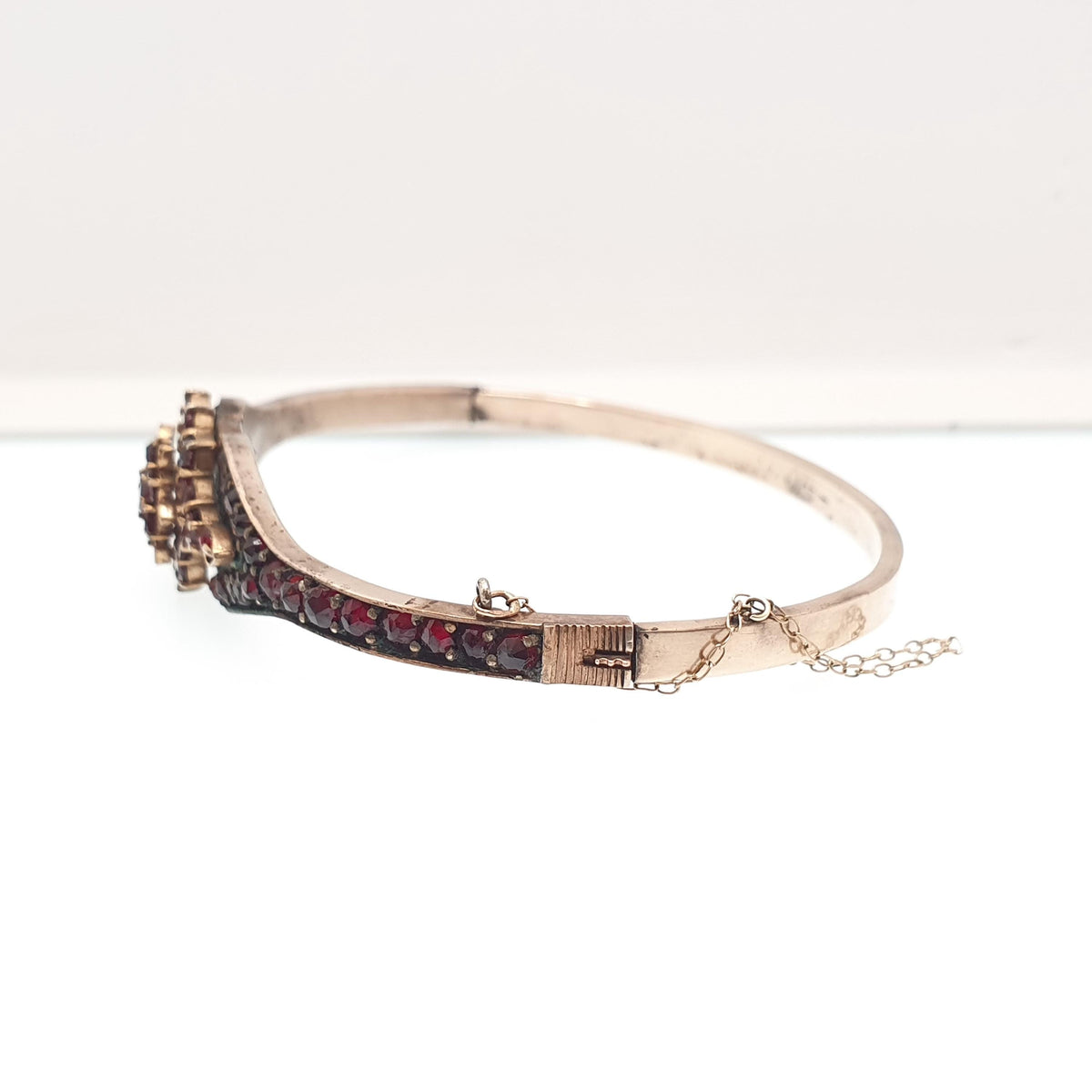Antique Bohemian Garnet Snap Bangle Rolled Gold Filled Snap Bracelet Victorian Unique Fine Estate Womens Vintage Jewelry Jewellery