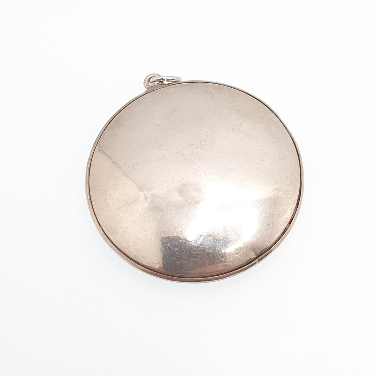 Antique Sterling Silver Powder Compact Locket Pendant Large Big Plain 1921 Hallmarked Round Vintage Solid 925 Womens Jewelry Jewellery