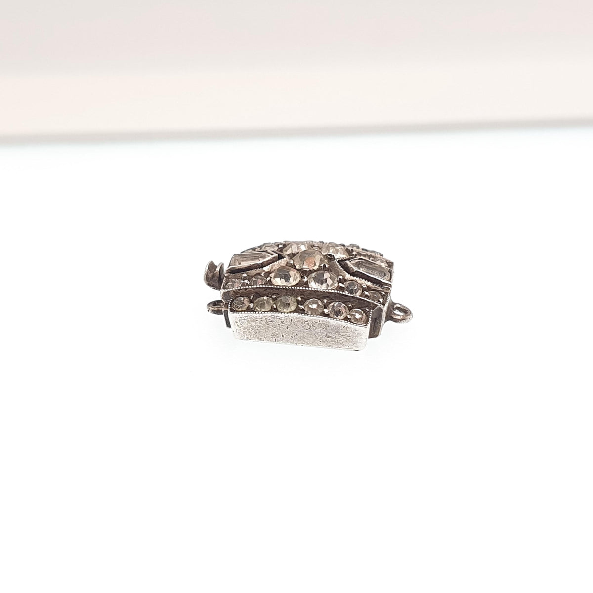 Antique Solid Silver Diamond Paste Necklace Bracelet Clasp Single Strand Fastening Clip Art Deco Vintage 1920s Mens Womens Jewelry Jewellery