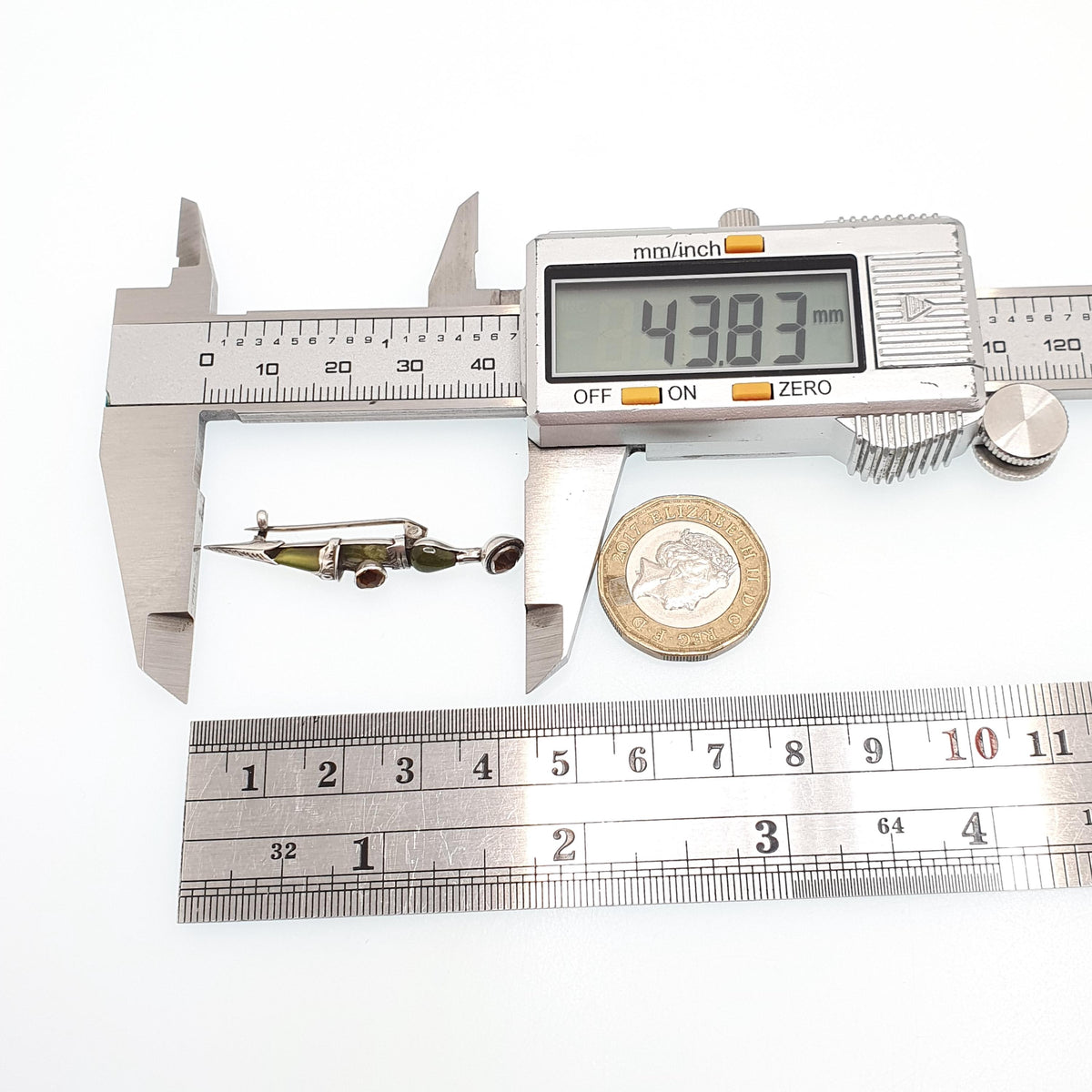 Antique Sterling Silver Kilt Dirk Pin Brooch Connemara Marble Citrine Paste Victorian 1800s Cairngorm Vintage Jewelry Jewellery