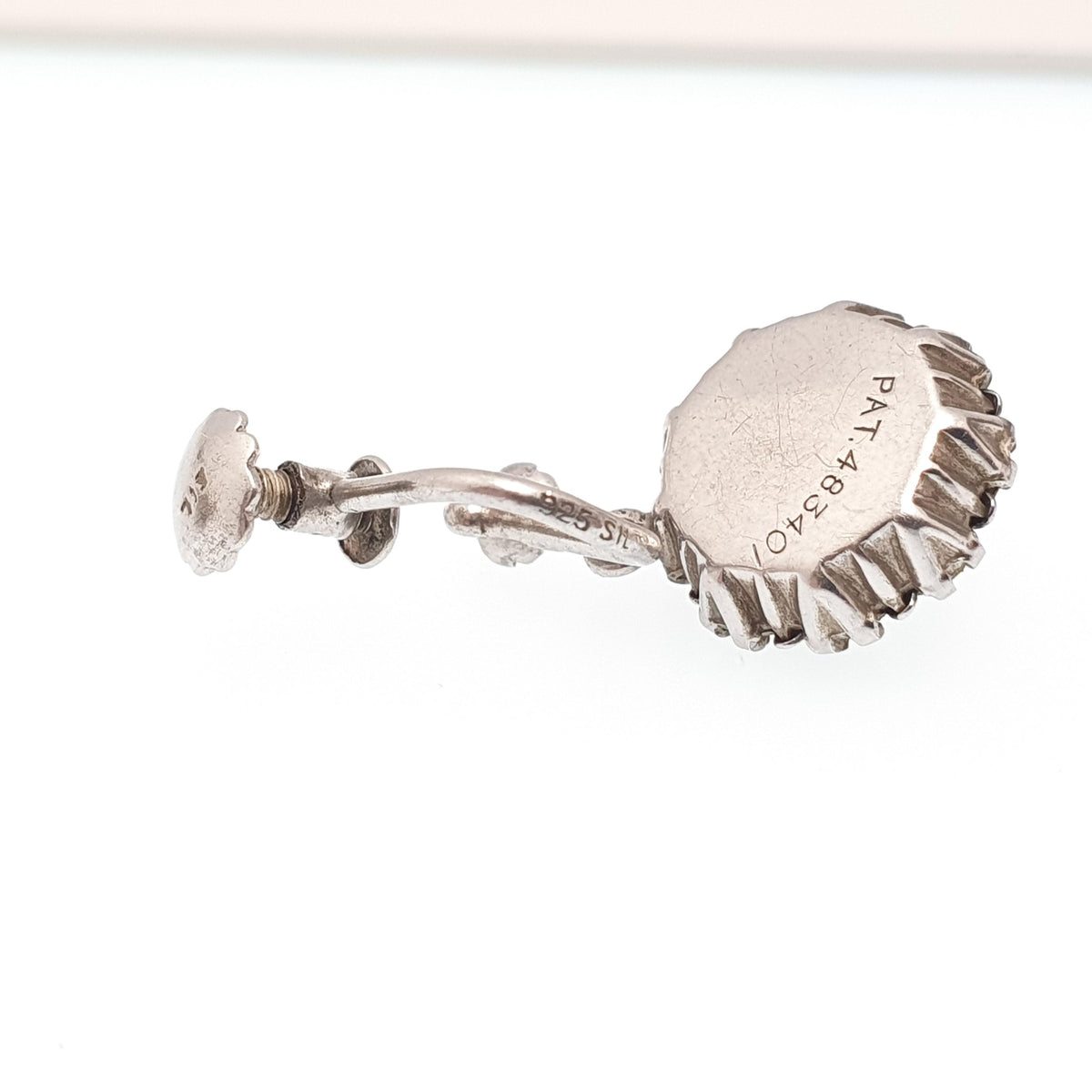 Antique Solid Silver Diamond Paste Earrings Cluster Screw Back Sparkly Foiled Glass Halo Vintage Womens Jewelry Jewellery