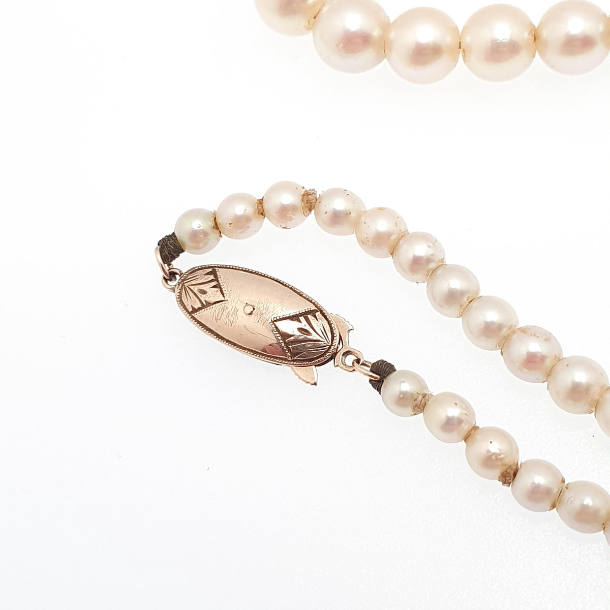 Vintage 10k Gold Cultured Pearl Necklace Solid 10kt Clasp 42cm 16.5" 15.27g Genuine Real Pearls Ladies Womens Jewelry Jewellery