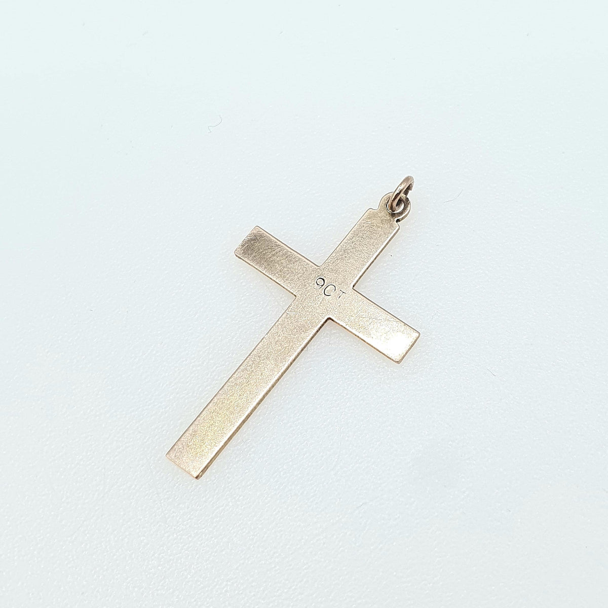 Antique 9ct Rose Gold Crucifix Pendant Cross Necklace Hand Engraved Flowers Solid 9k 9kt Vintage Womens Mens Jewellery Jewelry