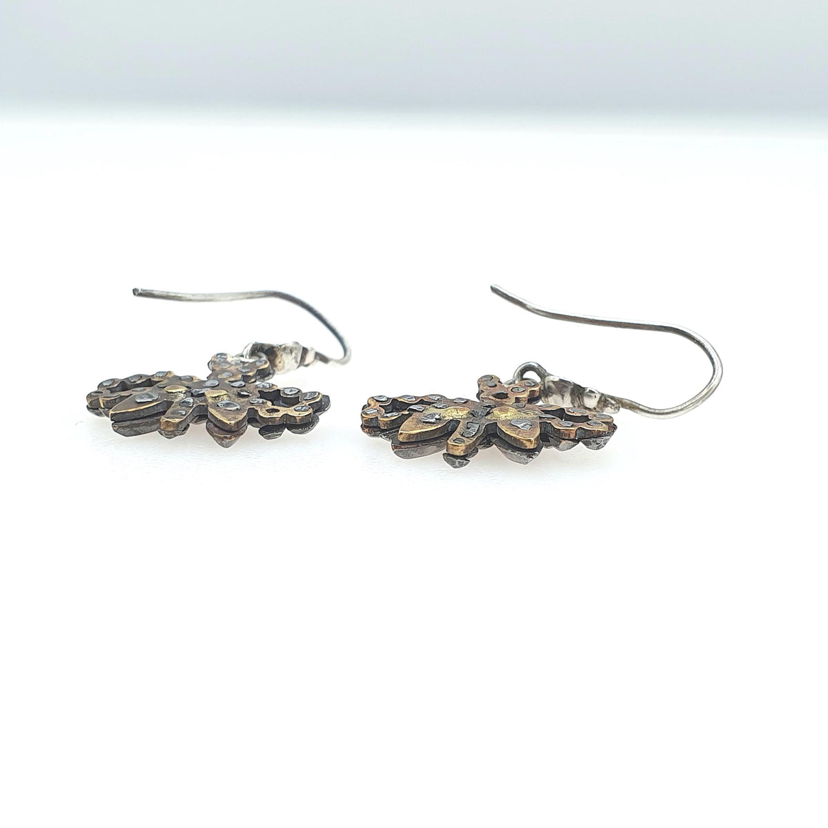 Antique Georgian Steel Cut Butterfly Insect Earrings Hanging Bug Solid Silver Hooks Dangle Womens Jewelry Vintage Jewellery