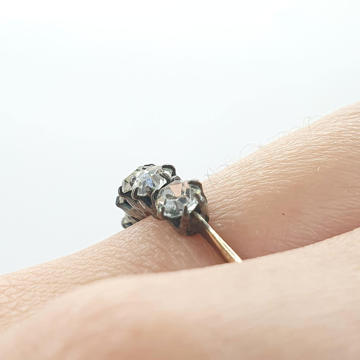 Antique Victorian Rolled Gold Diamond Paste Ring 5 Stone Foiled Gold Filled UK O US 7.25 Vintage Ladies Womens Jewelry Jewellery