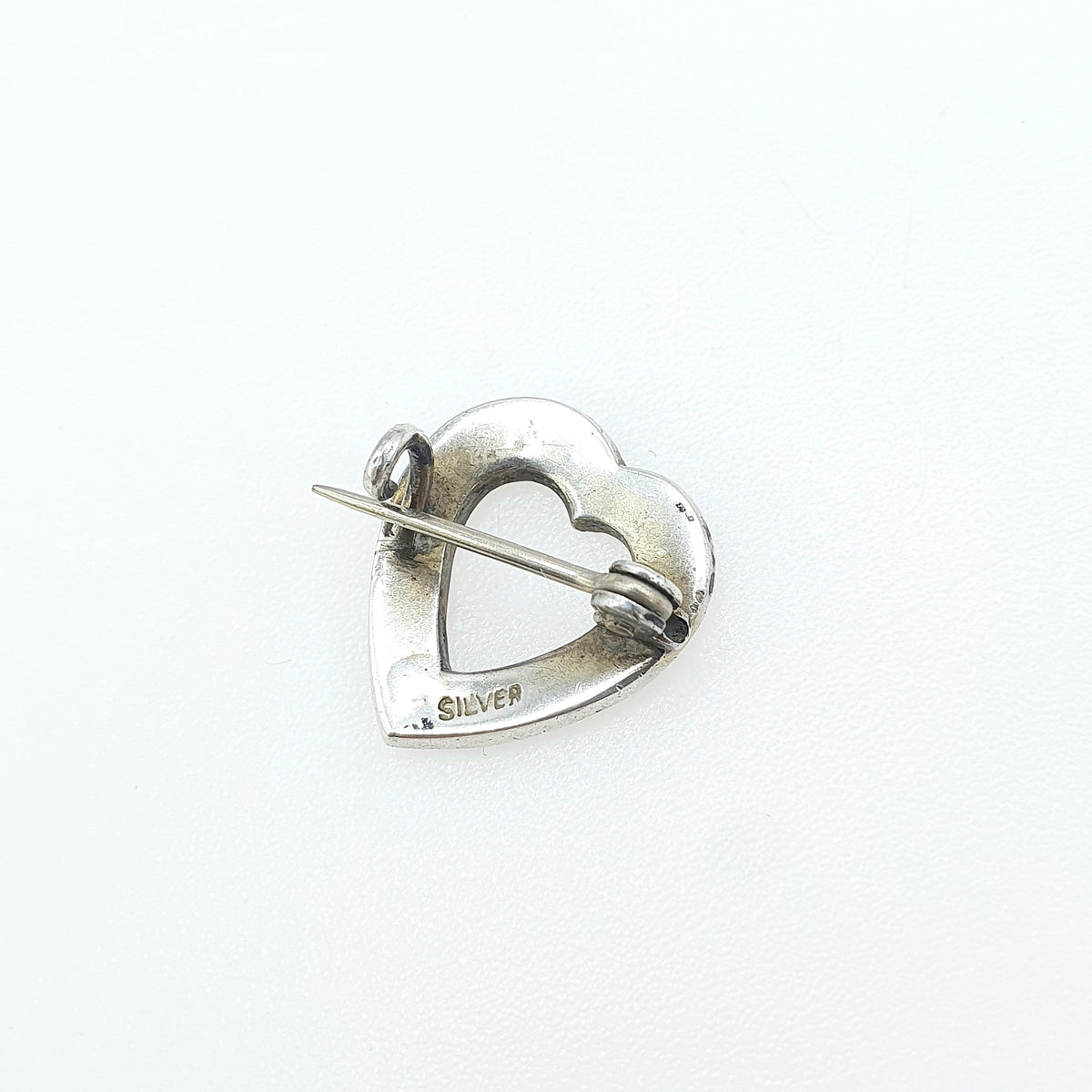 Antique Victorian Solid Silver Turquoise Heart Brooch Natural Gemstones Love Sweetheart Womens Jewelry Jewellery Vintage