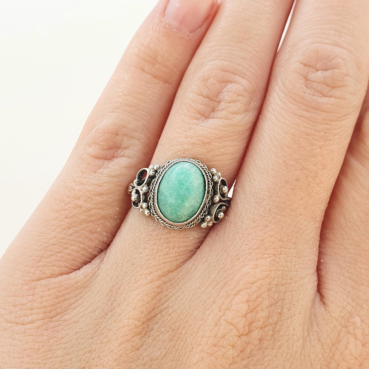 Old Vintage Solid Silver Chinese Jade Ring Genuine Jade Chinese Filigree China Green Womens Ladies Jewelry Jewellery UK L US 5.75