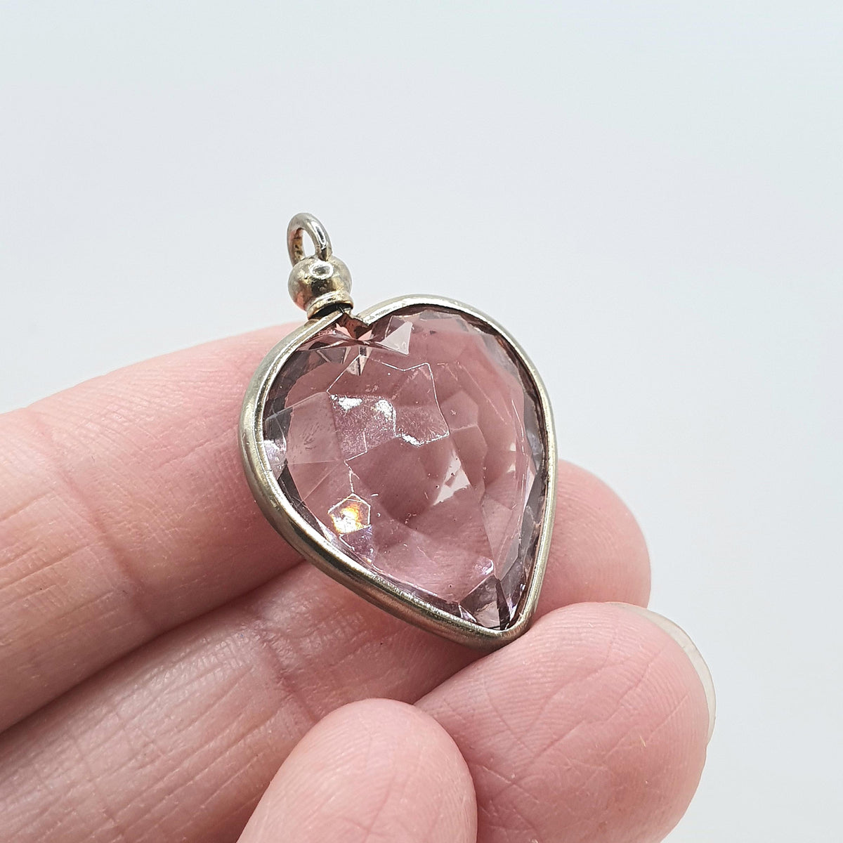 Antique Victorian Amethyst Paste Heart Pendant Necklace Charm Lilac Gemstone Love Romantic Womens Jewelry Vintage Jewellery