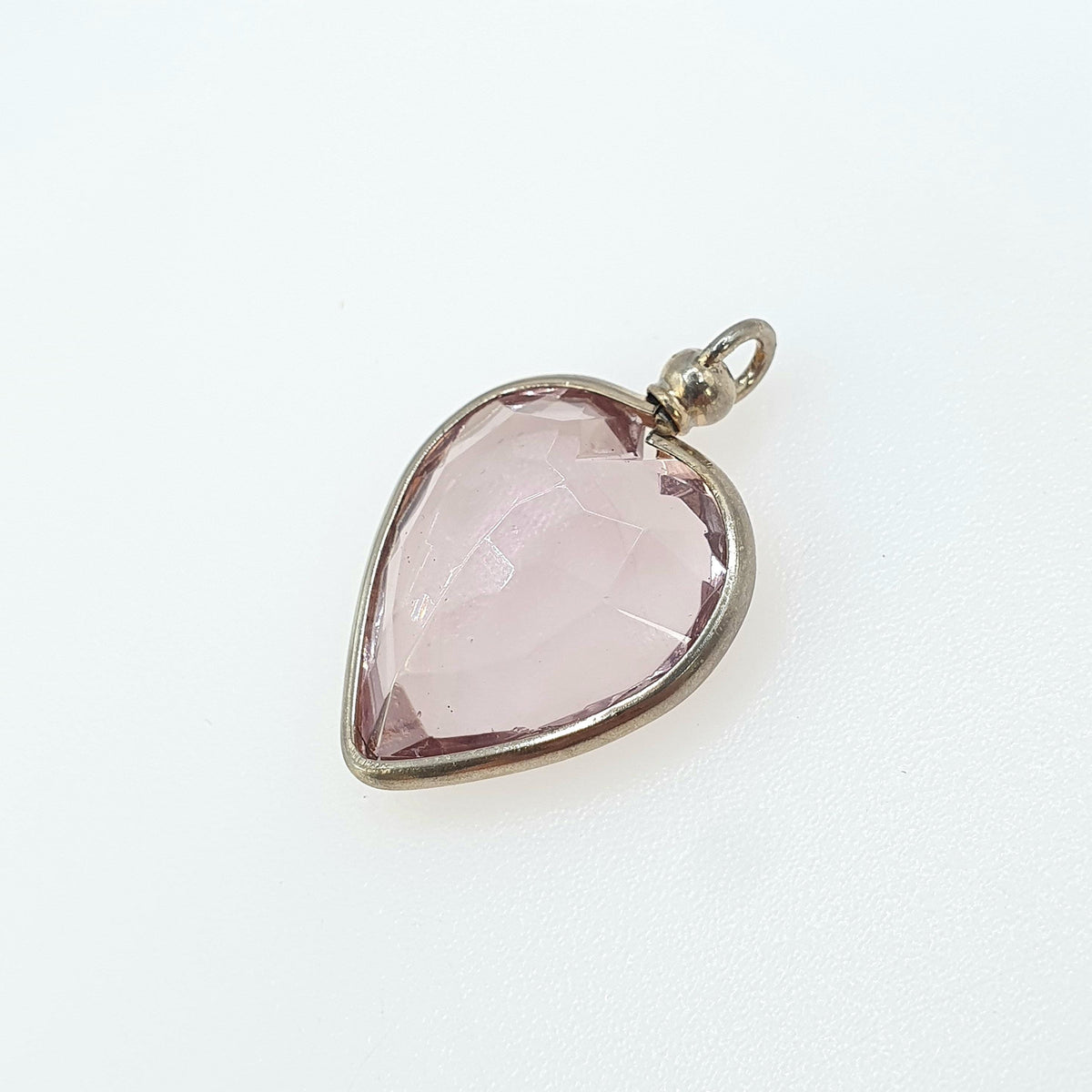 Antique Victorian Amethyst Paste Heart Pendant Necklace Charm Lilac Gemstone Love Romantic Womens Jewelry Vintage Jewellery