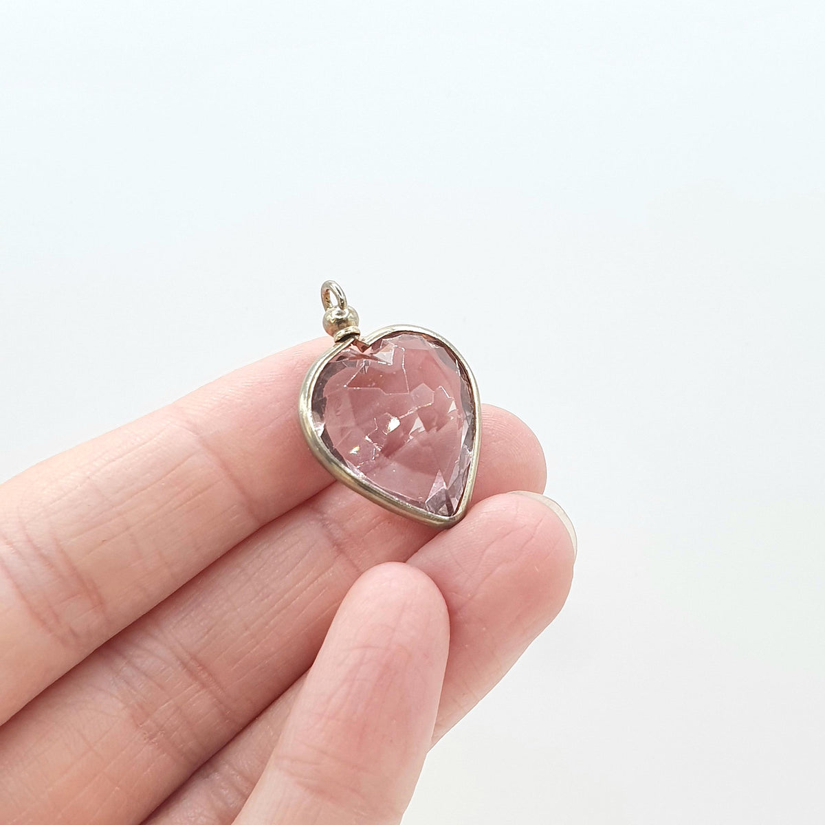 Antique Victorian Amethyst Paste Heart Pendant Necklace Charm Lilac Gemstone Love Romantic Womens Jewelry Vintage Jewellery