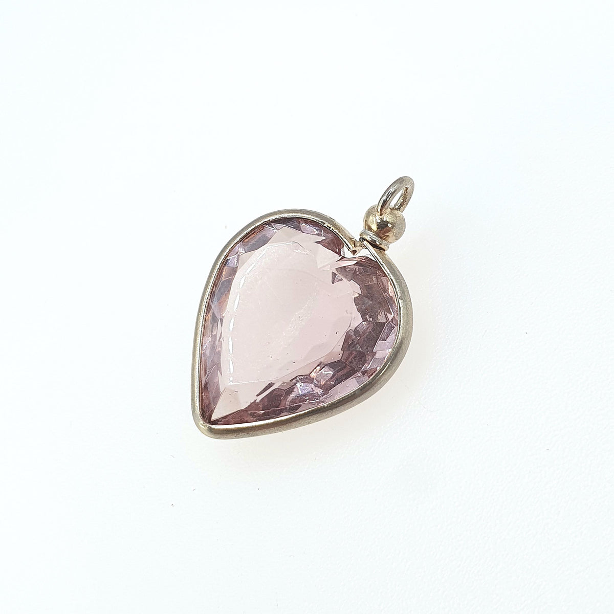 Antique Victorian Amethyst Paste Heart Pendant Necklace Charm Lilac Gemstone Love Romantic Womens Jewelry Vintage Jewellery