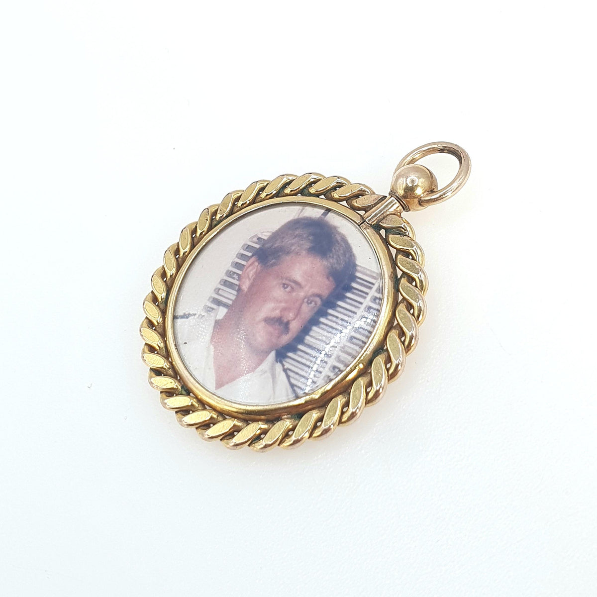 Antique Rolled Gold Locket Pendant Curb Link Border Double Sided Gold Filled Necklace Vintage Picture Womens Jewelry Jewellery