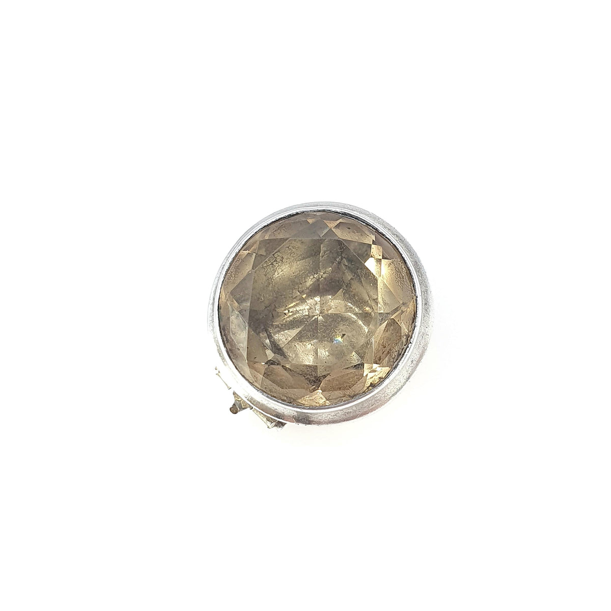 Antique Georgian Solid Silver Citrine Brooch Large Foiled Gemstone Genuine Quartz Early 1800s Vintage Womens Jewelry Jewellery