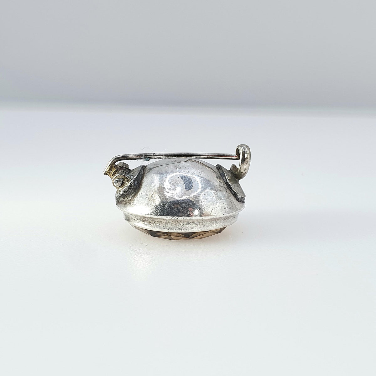 Antique Georgian Solid Silver Citrine Brooch Large Foiled Gemstone Genuine Quartz Early 1800s Vintage Womens Jewelry Jewellery