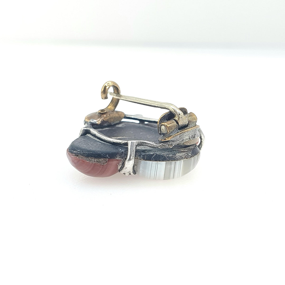 Antique Victorian Montrose Lace Agate and Red Jasper Solid Silver Brooch Scottish Hardstone Spiral Swirl Jewelry Jewellery Vintage
