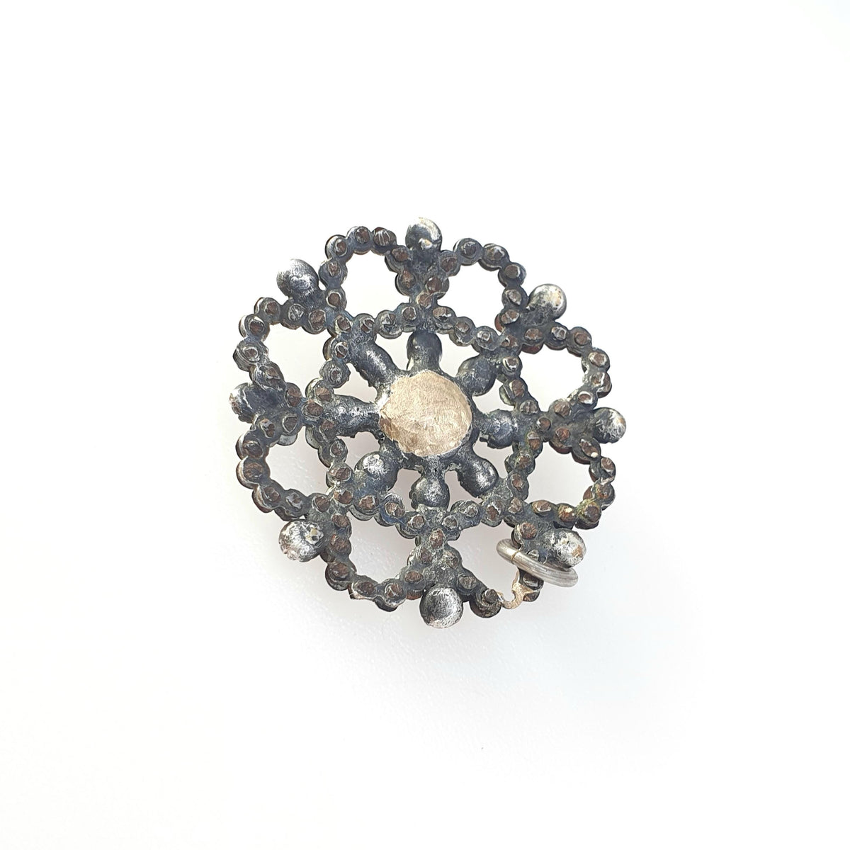 Antique Georgian Amethyst Paste Steel Cut Pendant Necklace Snowflake Shape Early 1800s Vintage Womens Jewelry Jewellery
