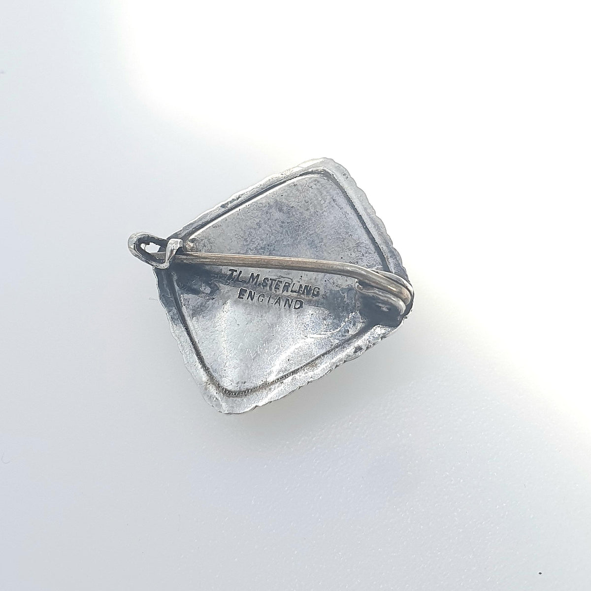 Antique Sterling Silver Butterfly Wing Brooch Palm Tree Beach Scene TLM Thomas L Mott Handpainted Exotic Jewelry Vintage Insect Jewellery