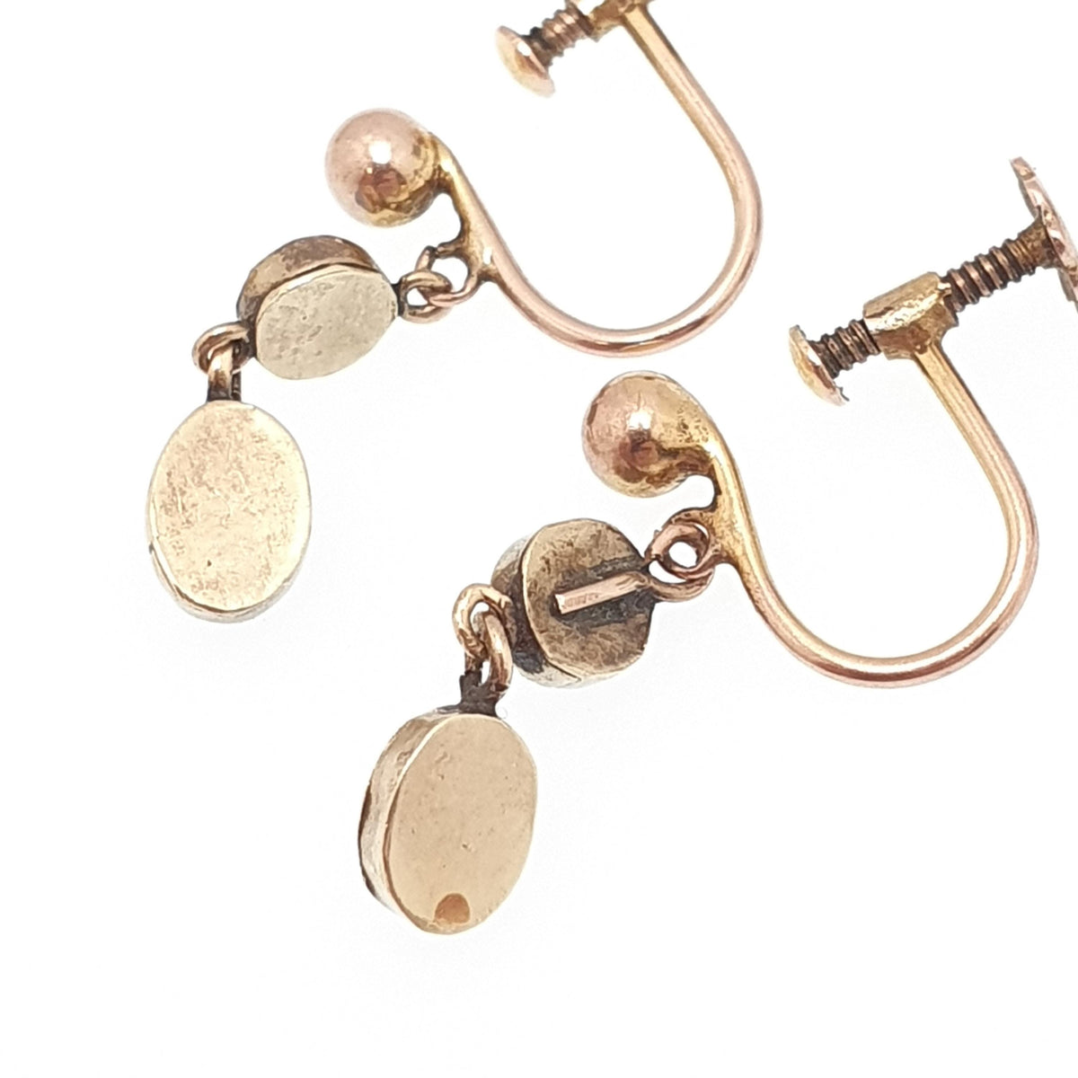 Antique 14k 14kt Gold Opal Earrings Dangle Drop Solid 9ct 9k 9kt Gold Screw Backs Double Gemstone  Vintage Jewelry Jewellery