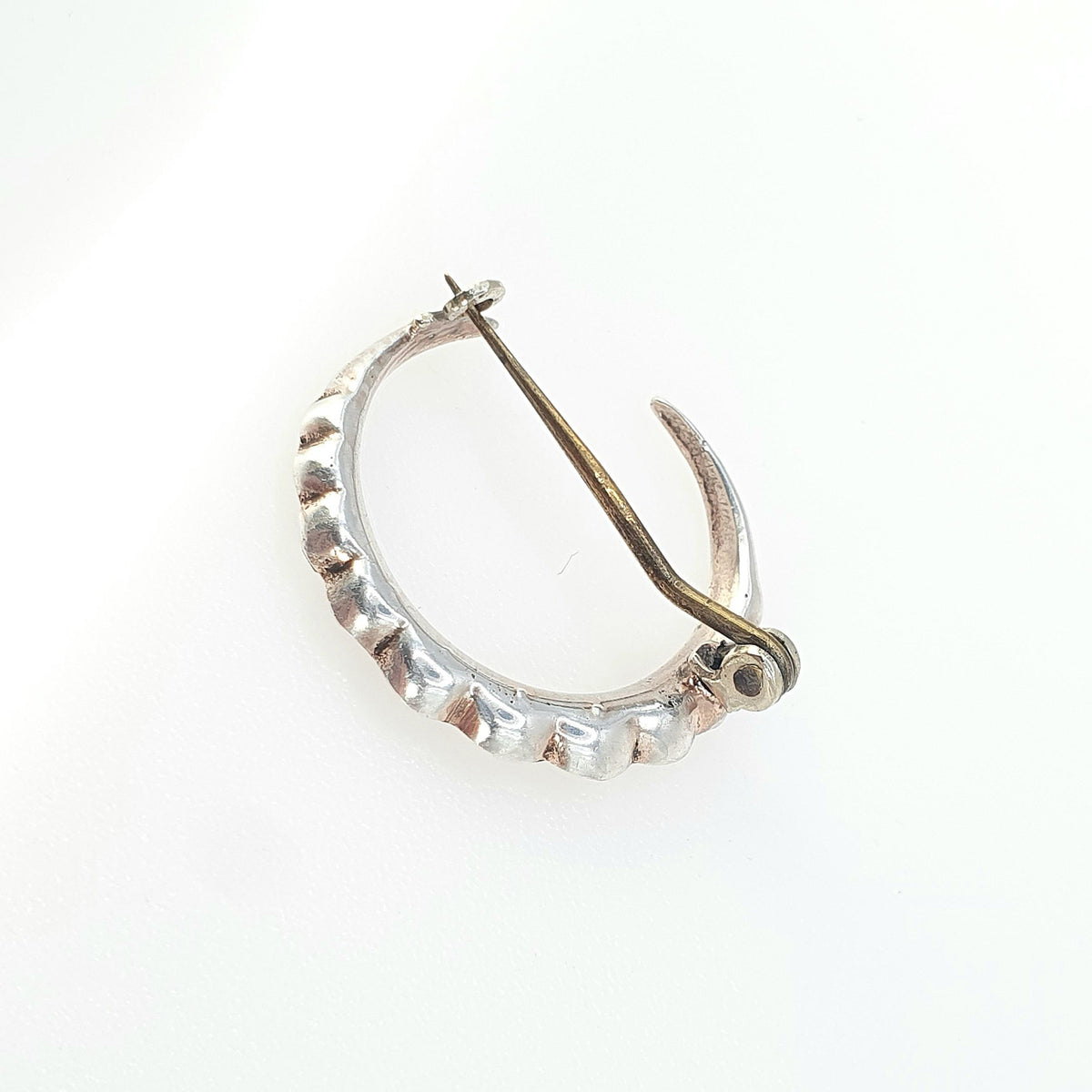 Antique Victorian Solid Silver Diamond Paste Crescent Moon Brooch Pin Celestial Vintage Womens Jewelry Jewellery