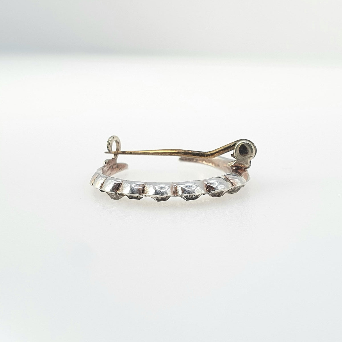 Antique Victorian Solid Silver Diamond Paste Crescent Moon Brooch Pin Celestial Vintage Womens Jewelry Jewellery