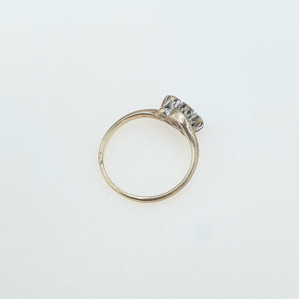 Vintage 9ct Gold Diamond Trilogy Ring Solid 9k 9kt Crossover Natural Diamonds Engagement Womens Vintage Jewelry Jewellery UK H.5 US 4