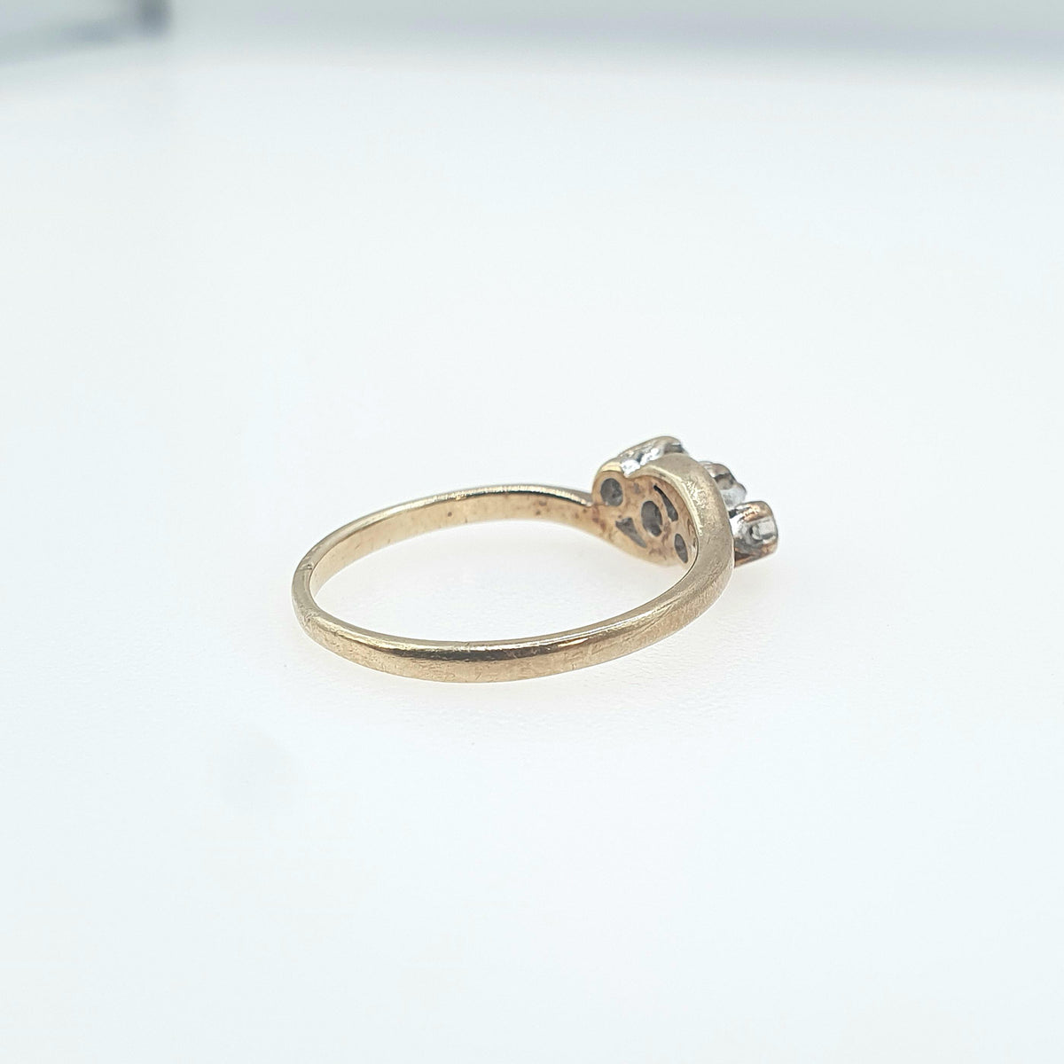 Vintage 9ct Gold Diamond Trilogy Ring Solid 9k 9kt Crossover Natural Diamonds Engagement Womens Vintage Jewelry Jewellery UK H.5 US 4