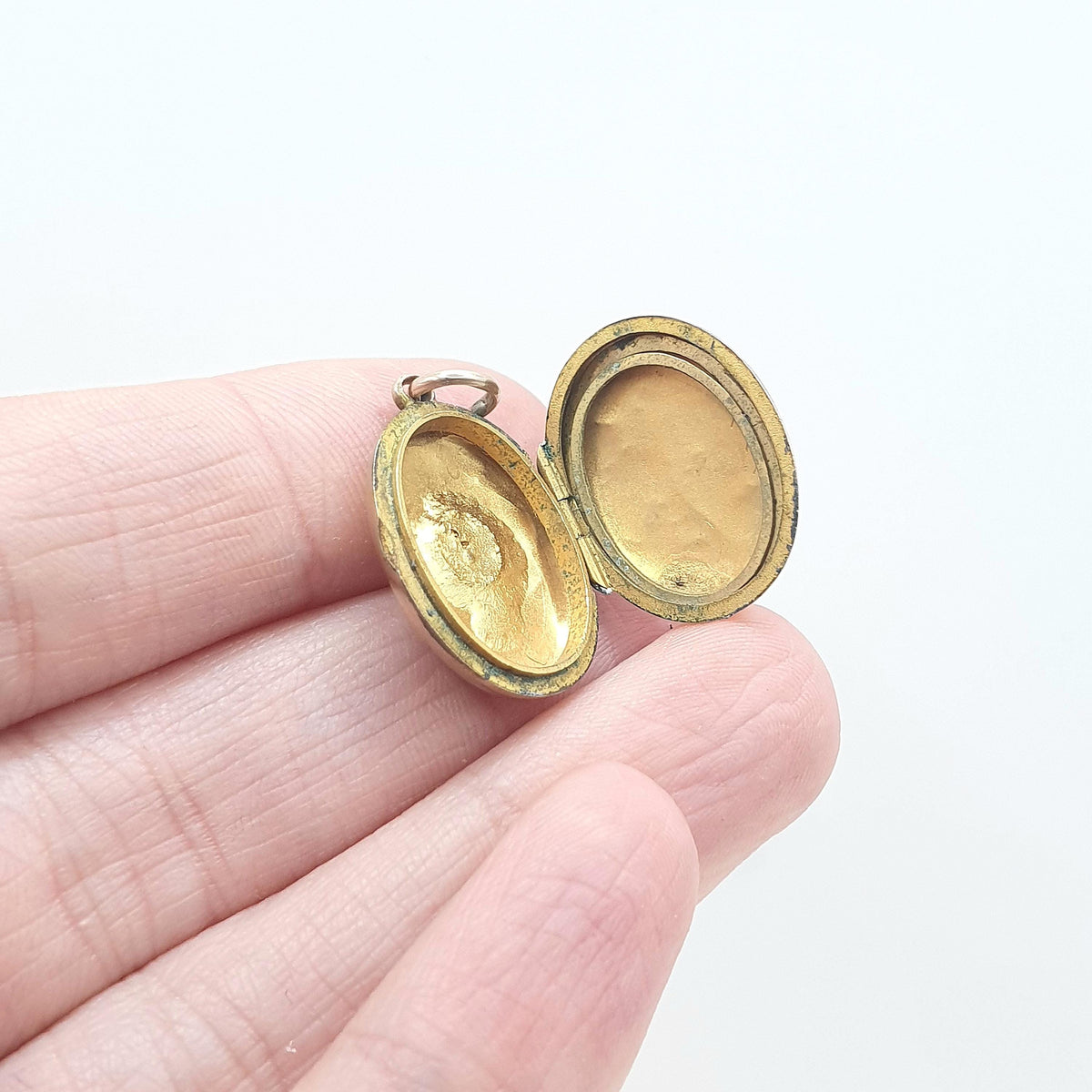 Antique Victorian Rolled Gold Diamond Locket Genuine Natural Gemstone Yellow Gold Filled Oval Vintage Jewellery Jewelry