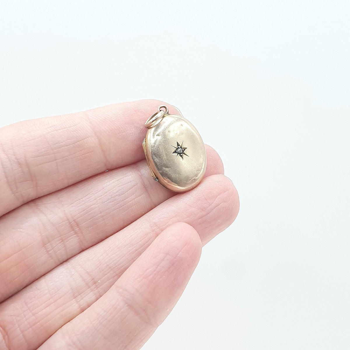 Antique Victorian Rolled Gold Diamond Locket Genuine Natural Gemstone Yellow Gold Filled Oval Vintage Jewellery Jewelry