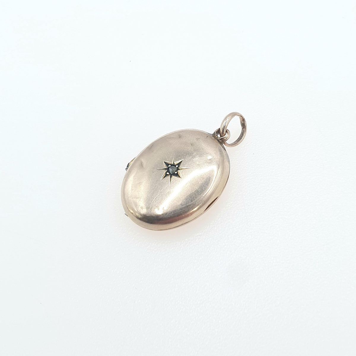 Antique Victorian Rolled Gold Diamond Locket Genuine Natural Gemstone Yellow Gold Filled Oval Vintage Jewellery Jewelry