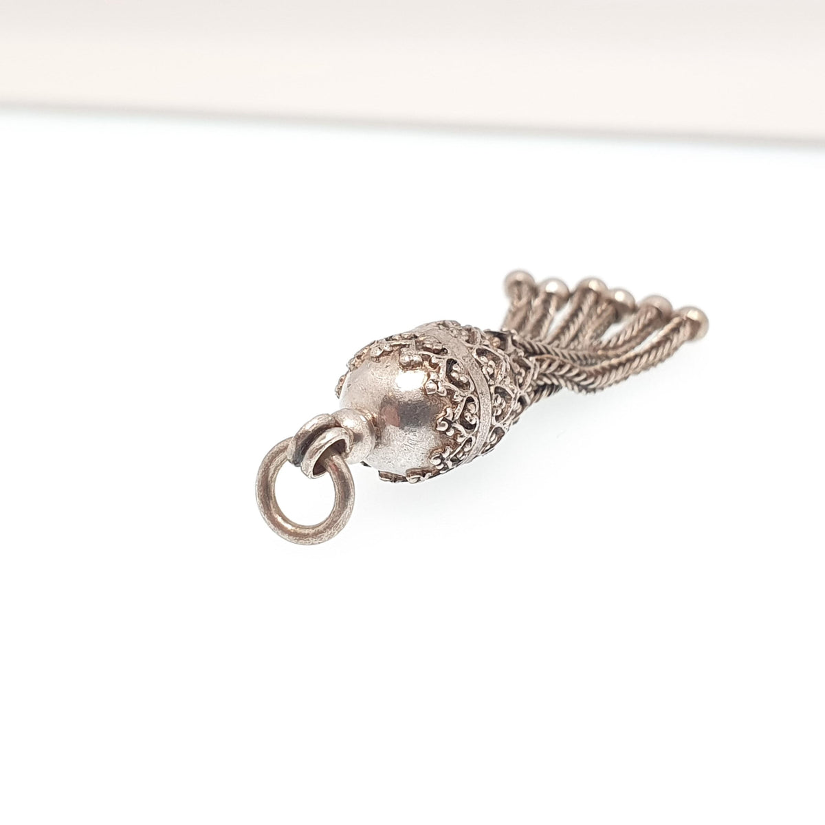 Antique Victorian Solid Silver Tassel Fob Pendant Albertina Charm Foxtail Necklace Mens Womens Jewellery Jewelry