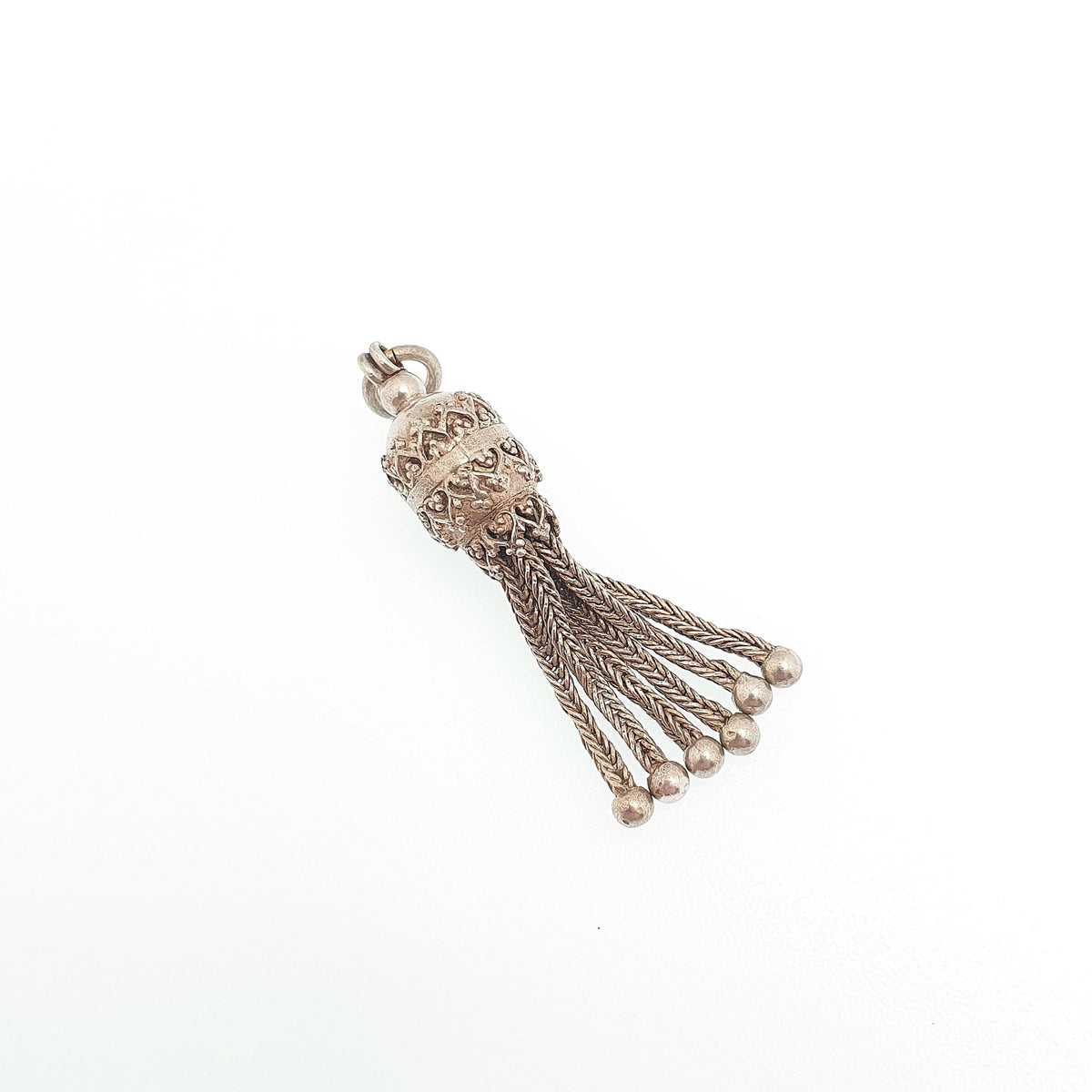 Antique Victorian Solid Silver Tassel Fob Pendant Albertina Charm Foxtail Necklace Mens Womens Jewellery Jewelry