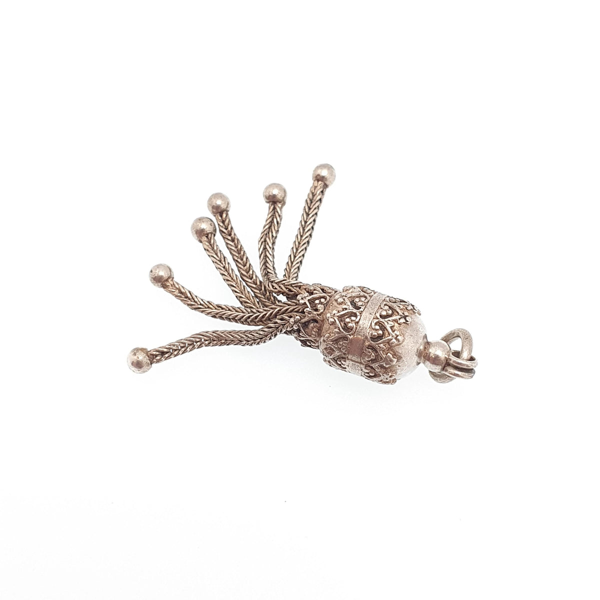 Antique Victorian Solid Silver Tassel Fob Pendant Albertina Charm Foxtail Necklace Mens Womens Jewellery Jewelry