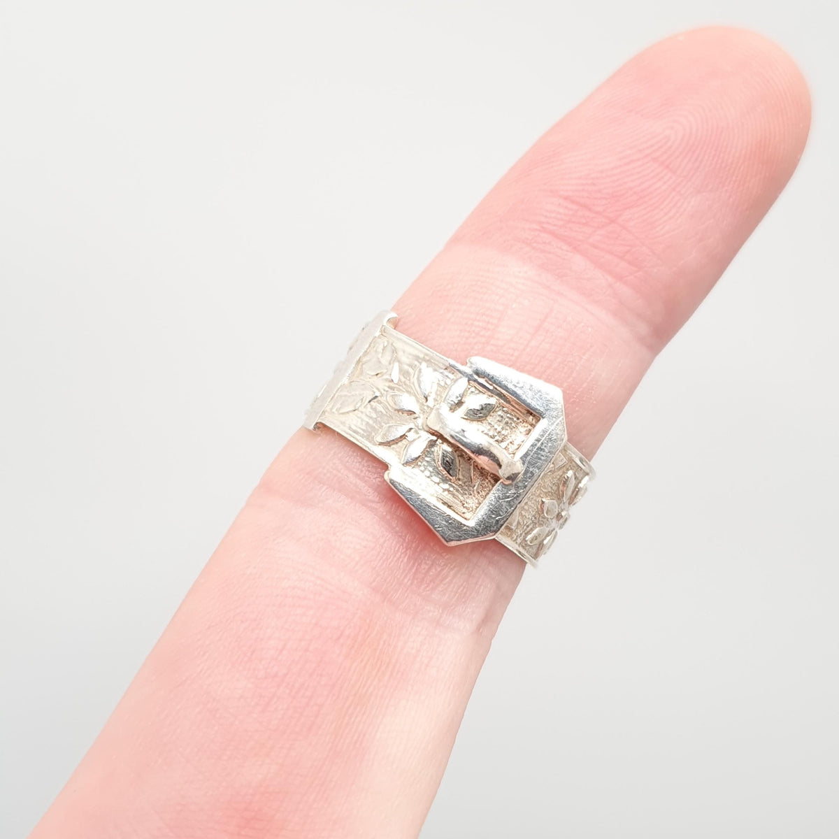 Vintage Sterling Silver Belt Buckle Thick Band Ring Chunky 1974 Solid 925 Victorian Revival Big Unisex Womens Mens Jewelry Jewellery