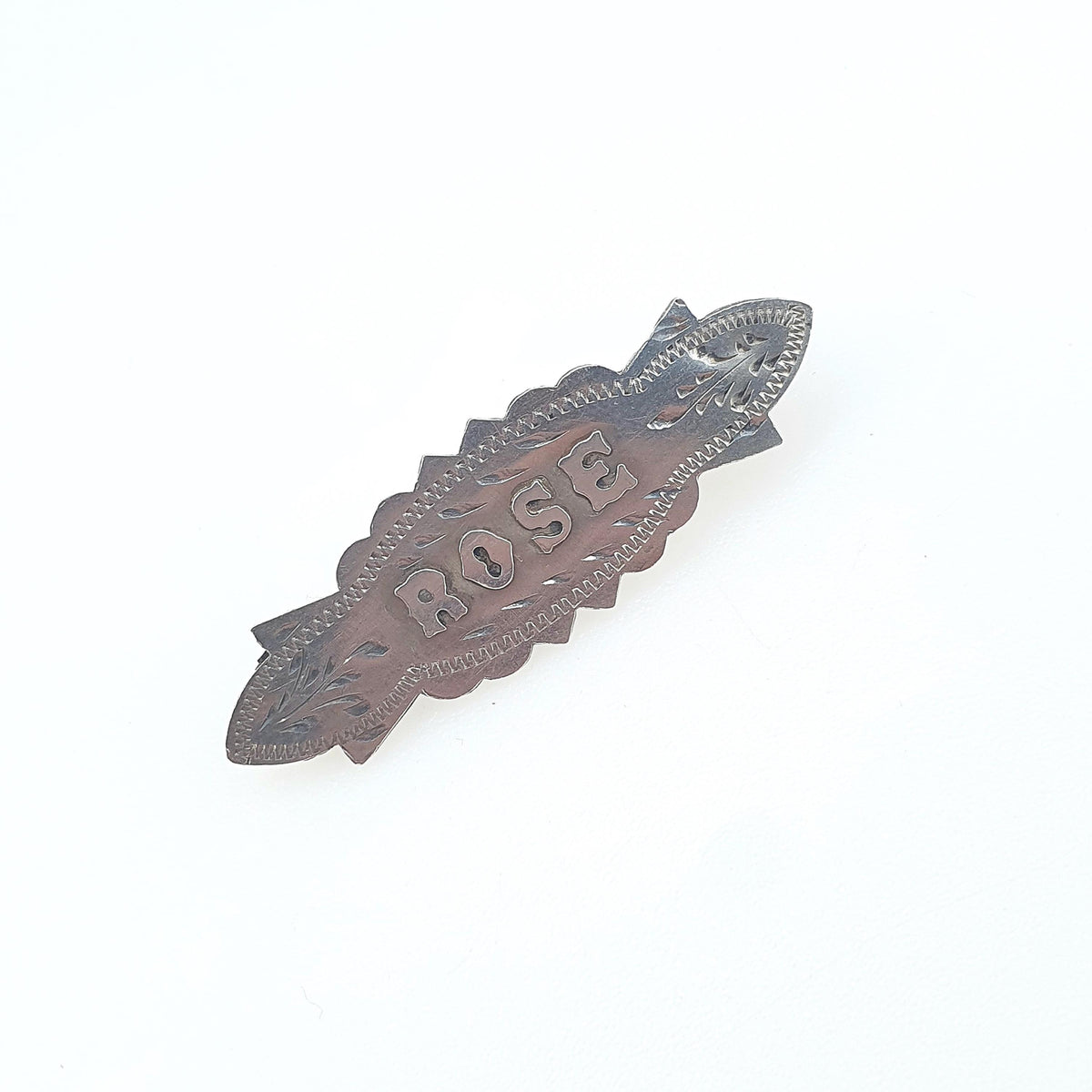 Antique Sterling Silver "ROSE" Brooch Sweetheart Pin Name Flower Womens Nickname Gift Jewelry Vintage Jewellery