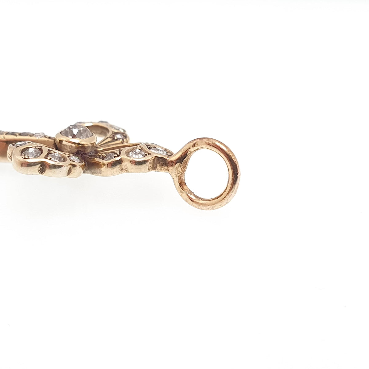 Antique Gold on Solid Silver Natural Diamond Clover Pendant Necklace Old Cut Diamonds Victorian Gold Vermeil Vintage Jewellery Jewelry