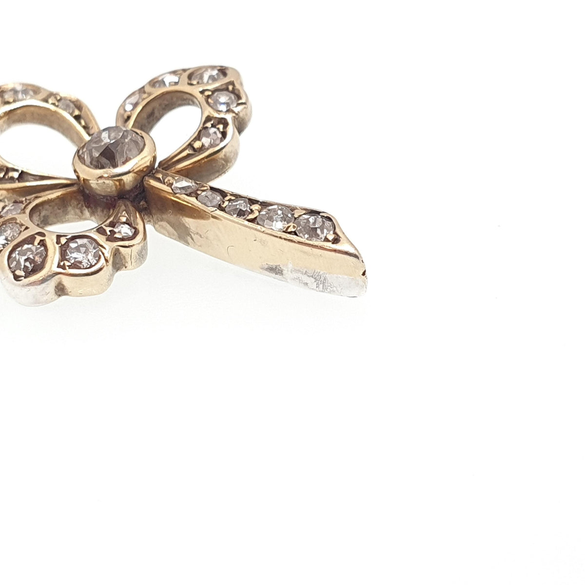 Antique Gold on Solid Silver Natural Diamond Clover Pendant Necklace Old Cut Diamonds Victorian Gold Vermeil Vintage Jewellery Jewelry